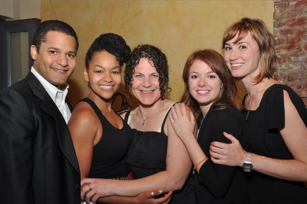 Brandon J. Dirden, Crystal A. Dickinson, playwright Lucy Thurber, Aubrey Dollar and J Photo